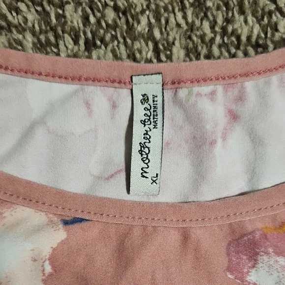 Motherhood Maternity Floral Midi Dress in Pink and Blue - Picture 2 of 2